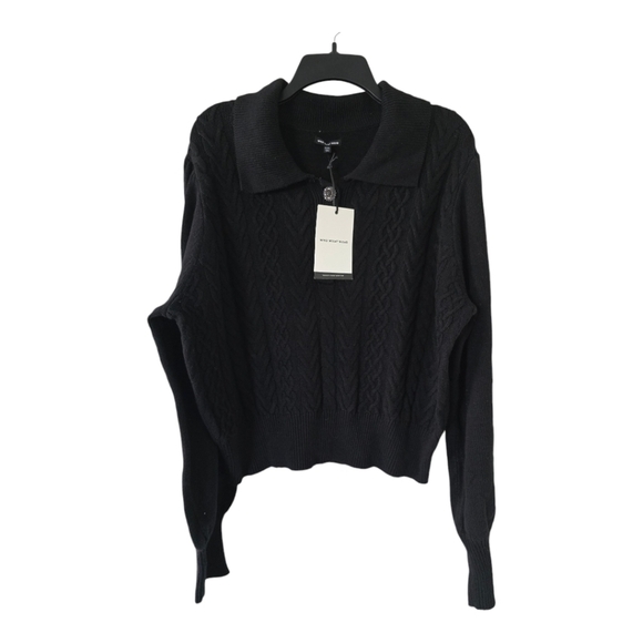 Who What Wear Sweater Womens XXL Black Cable Knit Long Sleeve Slouchy Oversized - Picture 1 of 12